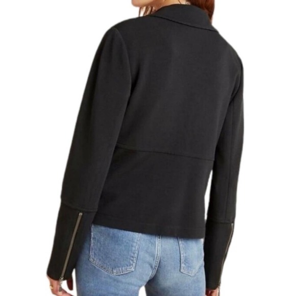 ANTHROPOLOGIE Jacket Womens Small Black Sylvia Surin Ponte Knit Moto Jacket - Picture 2 of 16